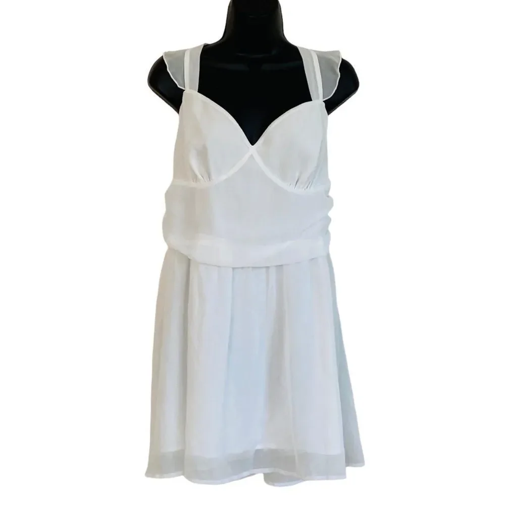 Princess Polly So Sweet White Chiffon Mini Dress Sz 12 NWOT - Picture 6 of 13